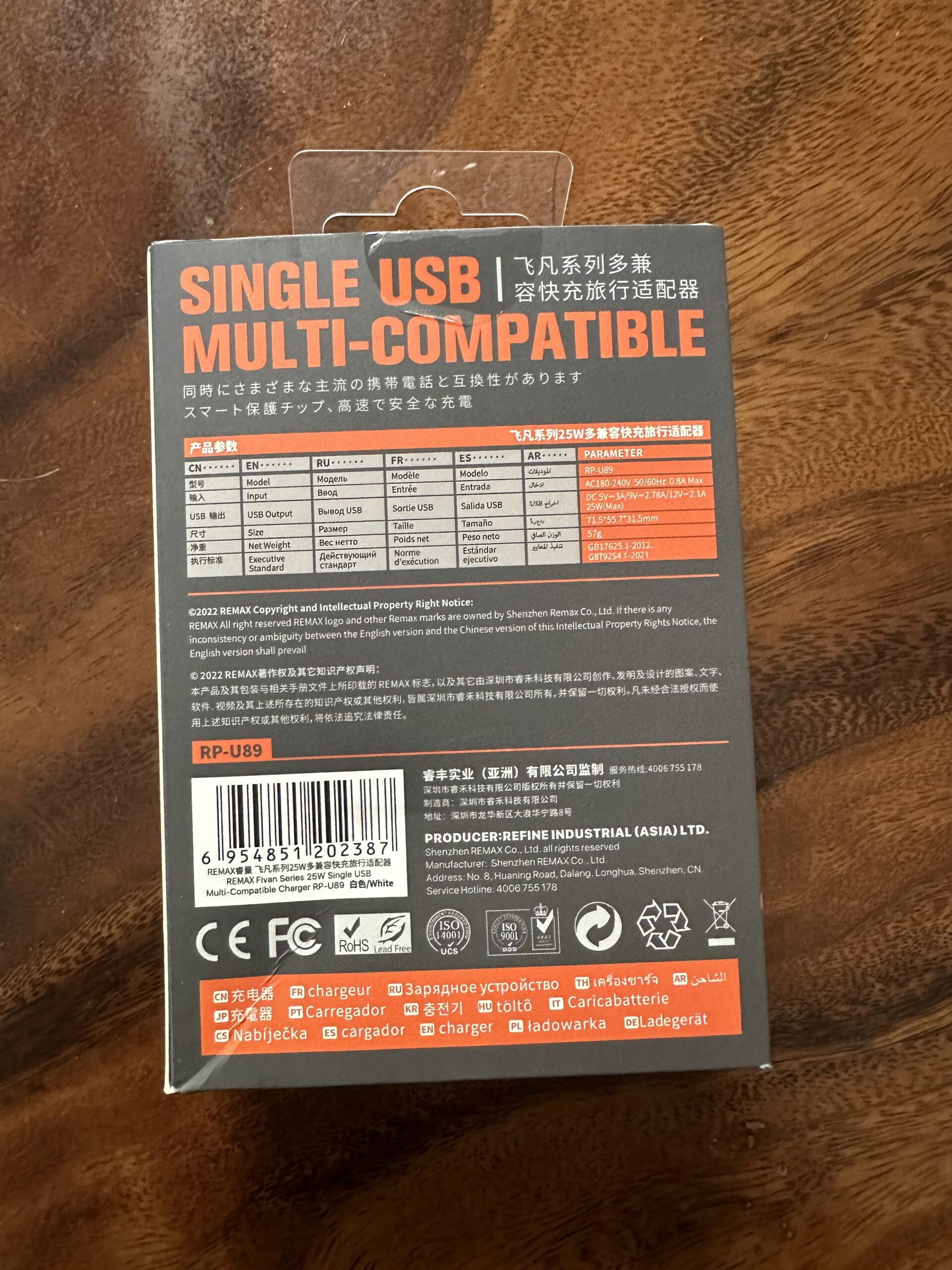 Củ sạc Remax RP-U89 25W